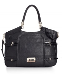 Elegant and on-trend, this chic shoulder tote from GUESS is this season's it-bag. Adorned with golden hardware and buckle accents, its ultra-roomy interior provides plenty of pockets to keep essentials organized. Elegant and on-trend, this chic shoulder tote from GUESS is this season's it-bag. Adorned with golden hardware and buckle accents, its ultra-roomy interior provides plenty of pockets to keep essentials organized.