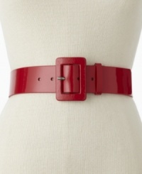 A bold basic. Nine West spices up the classic wide belt with a faux patent leather finish. A bold basic. Nine West spices up the classic wide belt with a faux patent leather finish.