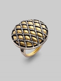 From the Capitone Collection. A 24K gold oval setting with crosshatched detailing and diamond accents.Diamond, 0.89 tcw 24K yellow gold 4K yellow gold Diameter, about 1 Imported Additional Information Women's Ring Size Guide From the Capitone Collection. A 24K gold oval setting with crosshatched detailing and diamond accents.Diamond, 0.89 tcw 24K yellow gold 4K yellow gold Diameter, about 1 Imported Additional Information Women's Ring Size Guide