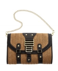 A beachy straw exterior with luxe detail. Achieve the perfect warm weather styles with this Olivia + Joy clutch featuring shiny goldtone hardware, contrast trim and an optional chain shoulder strap. A beachy straw exterior with luxe detail. Achieve the perfect warm weather styles with this Olivia + Joy clutch featuring shiny goldtone hardware, contrast trim and an optional chain shoulder strap.