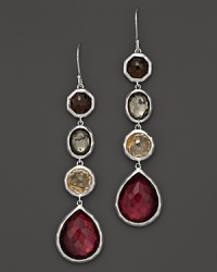 Richly hued doublets form a line on Ippolita's luxe, sterling silver detailed drop earrings. Richly hued doublets form a line on Ippolita's luxe, sterling silver detailed drop earrings.