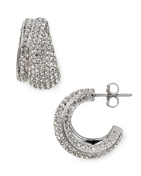 Nadri's double pavé earrings give your lobe line-up twice the sparkle. Don't reserve them for evening events: these haute hoops love to make a polished appearance, day and night. Nadri's double pavé earrings give your lobe line-up twice the sparkle. Don't reserve them for evening events: these haute hoops love to make a polished appearance, day and night.