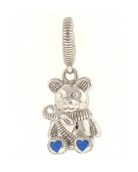 Judith Ripka Sterling Silver Teddy Bear Charm with Blue Heart Feet Judith Ripka Sterling Silver Teddy Bear Charm with Blue Heart Feet