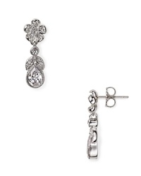 Nadri's crystal teardrop earrings complete an elegant evening look. Ornate flower posts add organic opulence. Nadri's crystal teardrop earrings complete an elegant evening look. Ornate flower posts add organic opulence.