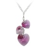 Sterling Silver 3 Graduated Multi-Pink Swarovski Crystallized Elements Heart Pendant Necklace, 18