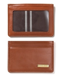 Pocket-size style from BOSS Black, the Bellness card holder has a windowed ID slot and 3 card slots. Pocket-size style from BOSS Black, the Bellness card holder has a windowed ID slot and 3 card slots.