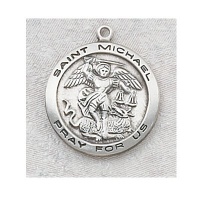 Mens Womens 7/8 Sterling Silver Ladies Saint Michael Patron Saint Medal Pendant Necklace Mens Womens 7/8 Sterling Silver Ladies Saint Michael Patron Saint Medal Pendant Necklace
