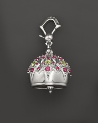 Inspired by Zen philosophy, this matte sterling silver Cathedral meditation bell from Paul Morelli is set with pink rhodolite and peridot. Inspired by Zen philosophy, this matte sterling silver Cathedral meditation bell from Paul Morelli is set with pink rhodolite and peridot.
