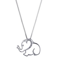 Sterling Silver & White Sapphire Elephant Pendant/Necklace with 18 Chain Sterling Silver & White Sapphire Elephant Pendant/Necklace with 18 Chain
