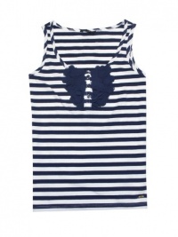 Tommy Hilfiger Women Fashion Striped Lace Applique Tank Top (XS, White/navy) Tommy Hilfiger Women Fashion Striped Lace Applique Tank Top (XS, White/navy)