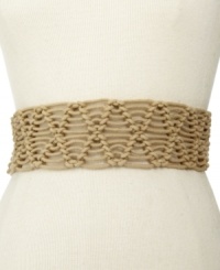 Folksy charm for your flared pants: this wide cord belt from Steven Madden features a woven body for retro appeal. Folksy charm for your flared pants: this wide cord belt from Steven Madden features a woven body for retro appeal.