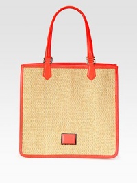 A structured silhouette of fine straw mixed with contrasting leather trim is the perfect warm-weather carryall. Double leather top handles, 7¾ dropHook top closureOne inside zip pocketTwo inside open pocketsFully lined14W X 13½H X 5DImported A structured silhouette of fine straw mixed with contrasting leather trim is the perfect warm-weather carryall. Double leather top handles, 7¾ dropHook top closureOne inside zip pocketTwo inside open pocketsFully lined14W X 13½H X 5DImported