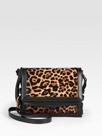 A structured design in luxurious leopard-print haircalf accented in supple leather.Adjustable leather shoulder strap, 18½-22 dropMagnetic flap closureOne flap pocket under flapOne inside open pocketSignature red lining10¼W X 8½H X 2¾DMade in Italy A structured design in luxurious leopard-print haircalf accented in supple leather.Adjustable leather shoulder strap, 18½-22 dropMagnetic flap closureOne flap pocket under flapOne inside open pocketSignature red lining10¼W X 8½H X 2¾DMade in Italy