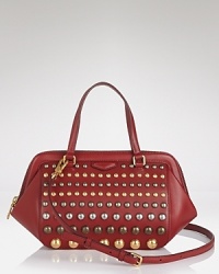 Master edgy cool with MARC BY MARC JACOBS' studded leather satchel. Perfectly sized for both day and night, this bold, dome style makes a statement with everything from tees and jeans to strict tailoring. Master edgy cool with MARC BY MARC JACOBS' studded leather satchel. Perfectly sized for both day and night, this bold, dome style makes a statement with everything from tees and jeans to strict tailoring.