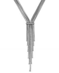 Meeting in the middle makes for an elegant look in this necklace from BCBGeneration. Crafted from silver-tone mixed metal, the chains come together and end in a stylish tassel. Approximate length: 19 inches. Approximate drop: 7 inches. Meeting in the middle makes for an elegant look in this necklace from BCBGeneration. Crafted from silver-tone mixed metal, the chains come together and end in a stylish tassel. Approximate length: 19 inches. Approximate drop: 7 inches.