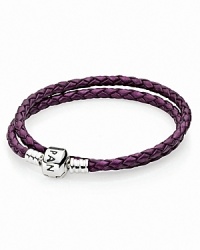 Charms and clips shine against PANDORA's leather double wrap bracelet. A sterling silver signature clasp lends an added touch of luxe. Charms and clips shine against PANDORA's leather double wrap bracelet. A sterling silver signature clasp lends an added touch of luxe.