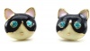 DaisyJewel Baby Aqua Blue Eyed Black and White Tuxedo Kitty Cat Stud Earrings - Purrfectly Cute & Skin-Safe - Betsey Johnson Style Inspired