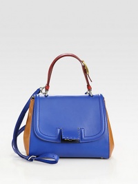 A rounded flap-front silhouette crafted from a luxe pairing of colorblock leather.Adjustable top handle, 8¾-10¼ dropAdjustable detachable shoulder strap, 19¾-26½ dropTurnlock flap closureProtective metal feetOne inside zip pocketSuede and canvas lining10½W X 8¼H X 5½DMade in Italy A rounded flap-front silhouette crafted from a luxe pairing of colorblock leather.Adjustable top handle, 8¾-10¼ dropAdjustable detachable shoulder strap, 19¾-26½ dropTurnlock flap closureProtective metal feetOne inside zip pocketSuede and canvas lining10½W X 8¼H X 5½DMade in Italy