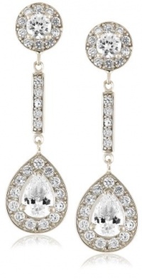 Platinum Plated Sterling Silver Cubic Zirconia Pear-Shaped Drop Post Earrings Platinum Plated Sterling Silver Cubic Zirconia Pear-Shaped Drop Post Earrings