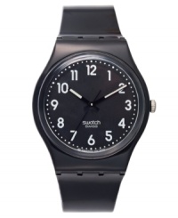 A casual Swatch style with the endless cool pairing of black and white, from the Black Suit collection. A casual Swatch style with the endless cool pairing of black and white, from the Black Suit collection.
