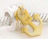 925 Sterling Silver Ring Shape Charm with 18k Gold Plated Anchor Dangle for Pandora, Biagi, Chamilia, Troll and More Bracelets 925 Sterling Silver Ring Shape Charm with 18k Gold Plated Anchor Dangle for Pandora, Biagi, Chamilia, Troll and More Bracelets