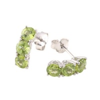 3 CT 3-Stone Peridot Earrings In Sterling Silver 3 CT 3-Stone Peridot Earrings In Sterling Silver