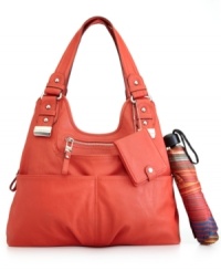Stand out from the crowd with this chic shopper from Tyler Rodan that boasts a sleek shape and modern detailing. Shiny custom hardware, detail stitching and discrete pockets dress the outside, while the generous interior makes it ideal for everyday demands. Includes an adorable umbrella and handy ID holder. Stand out from the crowd with this chic shopper from Tyler Rodan that boasts a sleek shape and modern detailing. Shiny custom hardware, detail stitching and discrete pockets dress the outside, while the generous interior makes it ideal for everyday demands. Includes an adorable umbrella and handy ID holder.