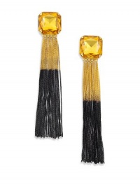 THE LOOKVintage Chic Collection Glass crystal accentTwo-tone fringe chainsGoldplated setting Post backTHE MEASUREMENTWidth, about 1Length, about 5ORIGINMade in Lebanon THE LOOKVintage Chic Collection Glass crystal accentTwo-tone fringe chainsGoldplated setting Post backTHE MEASUREMENTWidth, about 1Length, about 5ORIGINMade in Lebanon