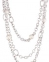 Majorica 3 Row Chain 10mm White Round Pearls Necklace, 19