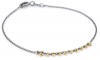Mizuki 14k Bracelet Oxidized Silver Cable Chain Gold Flower Beads