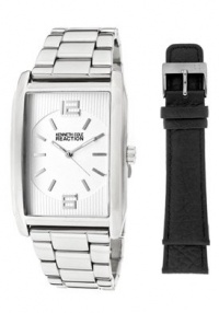 Kenneth Cole REACTION Men's RK5103 HOLIDAY-Box Set Rectangle Silver Black Strap Bracelet Watch Kenneth Cole REACTION Men's RK5103 HOLIDAY-Box Set Rectangle Silver Black Strap Bracelet Watch