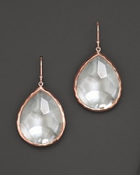 From the Rosé collection, large teardrop earrings with faceted clear quartz. Designed by Ippolita. From the Rosé collection, large teardrop earrings with faceted clear quartz. Designed by Ippolita.