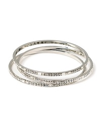 It's the season to pile on the bangles. And these 3 skinny pavé silver bangles will look so chic mixed in with all your others. It's the season to pile on the bangles. And these 3 skinny pavé silver bangles will look so chic mixed in with all your others.