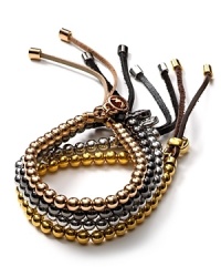 A chunky-chic take on the leather bracelet trend, MICHAEL Michael Kors' beaded bands are a boldly bohemian choice. Wear yours layered for maximal metallic impact. A chunky-chic take on the leather bracelet trend, MICHAEL Michael Kors' beaded bands are a boldly bohemian choice. Wear yours layered for maximal metallic impact.