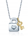 Alex Woo Little Princess Silver Lock with 14k Mini Key Pendant Necklace, 16