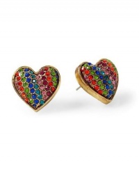 COLORFUL 60'S MOD RAINBOW STRIPES STRIPED Crystal HEARTS STUDS EARRINGS Aretes Coloridos Corazones Rayados COLORFUL 60'S MOD RAINBOW STRIPES STRIPED Crystal HEARTS STUDS EARRINGS Aretes Coloridos Corazones Rayados