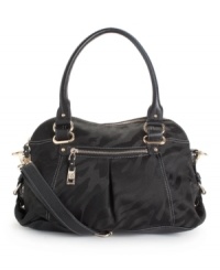 AK Anne Klein offers the satchel in metallic, solid, or jacquard fabric textures to accent any look. AK Anne Klein offers the satchel in metallic, solid, or jacquard fabric textures to accent any look.