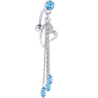Aqua TOP DROP Pierced HEART TEARDROP CHAIN Dangle Belly Ring Aqua TOP DROP Pierced HEART TEARDROP CHAIN Dangle Belly Ring