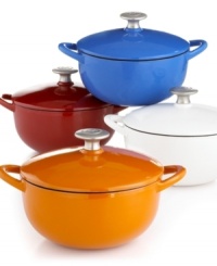 Classic good looks and outstanding performance put this covered soup pot at the front of its class. Treat your taste buds and loved ones to a culinary feast with the extraordinary soups, stews, stocks and vegetable dishes you whip up in this pot. Famed chef Mario Batali introduces the beauty of cast iron into your kitchen with a versatile addition that heats up fast, retains heat like a pro and eliminates hot spots that burn foods. Limited lifetime warranty. Classic good looks and outstanding performance put this covered soup pot at the front of its class. Treat your taste buds and loved ones to a culinary feast with the extraordinary soups, stews, stocks and vegetable dishes you whip up in this pot. Famed chef Mario Batali introduces the beauty of cast iron into your kitchen with a versatile addition that heats up fast, retains heat like a pro and eliminates hot spots that burn foods. Limited lifetime warranty.