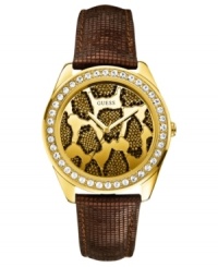 Hear the call of the wild with this fiercely designed leather watch from GUESS. Hear the call of the wild with this fiercely designed leather watch from GUESS.