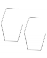 Fab hoops in a trendy new shape. Studio Silver's funky geometrical style features five sides of a hexagon in sterling silver. Approximate drop: 2 inches. Approximate width: 1/2 inch. Fab hoops in a trendy new shape. Studio Silver's funky geometrical style features five sides of a hexagon in sterling silver. Approximate drop: 2 inches. Approximate width: 1/2 inch.