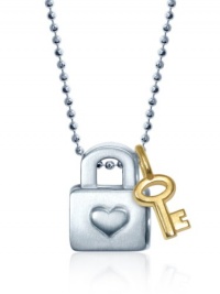 Alex Woo Little Princess Silver Lock with 14k Mini Key Pendant Necklace, 16 Alex Woo Little Princess Silver Lock with 14k Mini Key Pendant Necklace, 16
