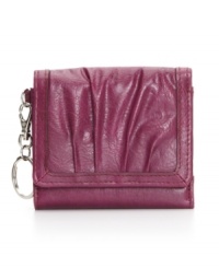 Pleats fan across the front of this pretty wallet like flower petals. The perfect little companion for a chic night out. Pleats fan across the front of this pretty wallet like flower petals. The perfect little companion for a chic night out.
