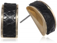 Anne Klein Dalton Black Gold-Tone Black Mini Hoop Earrings Anne Klein Dalton Black Gold-Tone Black Mini Hoop Earrings