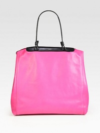 EXCLUSIVELY AT SAKS. A minimalistic design with a bold style in supple leather and contrasting accents.Double top handles, 8 dropCenter strap closureThree inner compartments14½W X 12H X 7DMade in Italy EXCLUSIVELY AT SAKS. A minimalistic design with a bold style in supple leather and contrasting accents.Double top handles, 8 dropCenter strap closureThree inner compartments14½W X 12H X 7DMade in Italy