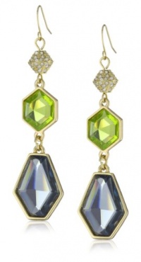 ABS By Allen Schwartz Cocktail Hour Gold-Tone Jewel Color Stones Double Drop Earrings ABS By Allen Schwartz Cocktail Hour Gold-Tone Jewel Color Stones Double Drop Earrings
