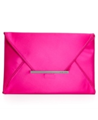Add a touch of satin to your evening out with this impossibly chic clutch from BCBGMAXAZRIA. The ultra-slim envelope design is accented with signature-embossed hardware and discretely stows cards, cash ID and favorite lip gloss. Add a touch of satin to your evening out with this impossibly chic clutch from BCBGMAXAZRIA. The ultra-slim envelope design is accented with signature-embossed hardware and discretely stows cards, cash ID and favorite lip gloss.