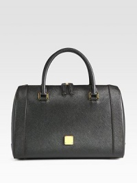 Luxurious Saffiano leather forms this lady-like silhouette, with gleaming goldtone hardware and double top handles. Double top handles, 5 dropTop zip closureProtective metal feetOne inside zip pocketTwo inside open pocketsFully lined13½W X 8½H X 6½DImported Luxurious Saffiano leather forms this lady-like silhouette, with gleaming goldtone hardware and double top handles. Double top handles, 5 dropTop zip closureProtective metal feetOne inside zip pocketTwo inside open pocketsFully lined13½W X 8½H X 6½DImported