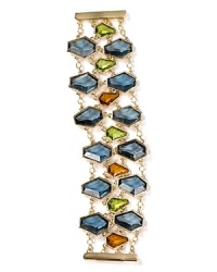 Bold gemstones make this ABS by Allen Schwartz bracelet an effortless, color-pop showpiece, cast in 12-karat gold plated metal. Bold gemstones make this ABS by Allen Schwartz bracelet an effortless, color-pop showpiece, cast in 12-karat gold plated metal.