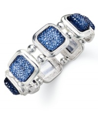 Blue stones add a bold touch to this stretch bracelet from Charter Club. Crafted from silver-tone mixed metal, the bracelet makes a strong fashion choice for any affair. Item comes packaged in a signature Charter Club box. Approximate diameter: 2-1/4 inches. Blue stones add a bold touch to this stretch bracelet from Charter Club. Crafted from silver-tone mixed metal, the bracelet makes a strong fashion choice for any affair. Item comes packaged in a signature Charter Club box. Approximate diameter: 2-1/4 inches.